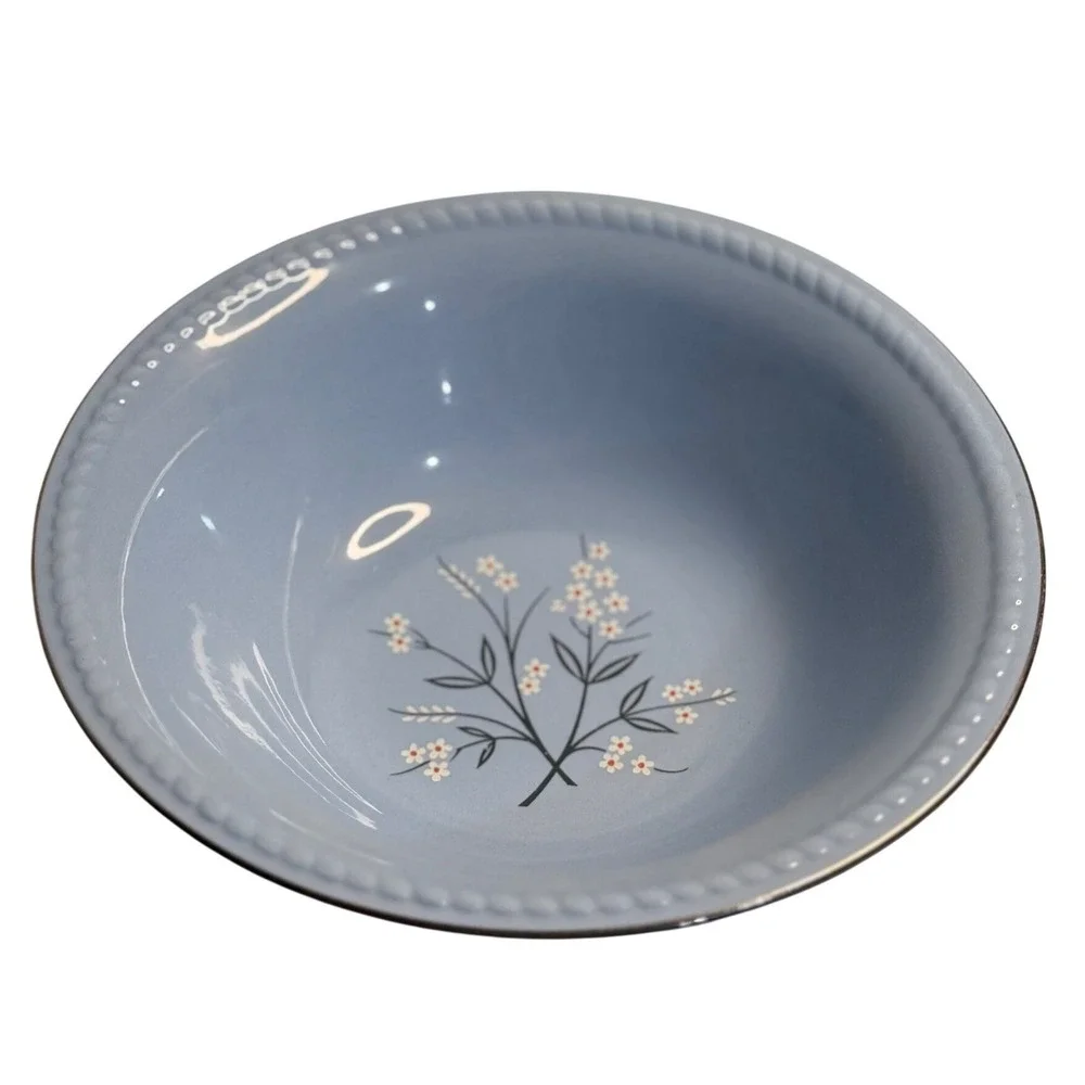 VTG Homer Laughlin Kraft-Blue Floral Serving Bowl Periwinkle Blue GCM101 USA 9in